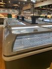 Замораживатель холодильника острова крышки замораживателя острова супермаркета сползая стеклянный изогнутый совмещенный комодом