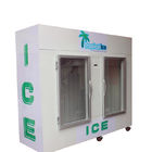 Крытым коммерчески ящик льда льда положенный в мешки замораживателем с 2 стеклянными дверями