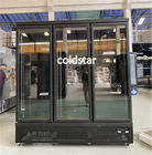 Супермаркет замораживателя дисплея дверей рекламы 3 вертикальный Refrigerated витрина