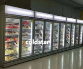 Замораживатель дисплея хранения мороженого оборудования хладоагента двери вертикальной вентиляторной системы охлаждения супермаркета стеклянный