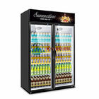 холодильник дисплея 2 стеклянный напитков дверей, витрина коммерчески холодильника супермаркета стеклянная