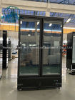 Коммерчески замораживатель 2 стеклянный дверей с чернотой супермаркета СИД покрасил стальной чистосердечный морозильник