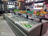 Замораживатель холодильника острова комода двери замороженных продуктов оборудования рефрижерации супермаркета стеклянный
