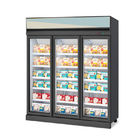 3 стеклянных двери показывают холодильник и замораживатели замораживателя коммерчески
