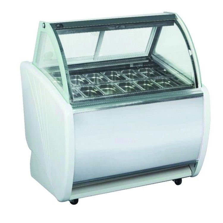 Автомобиль замораживателя холодильника дисплея Gelato 12 лотков размораживает тип нержавеющая сталь/мраморное основное вещество
