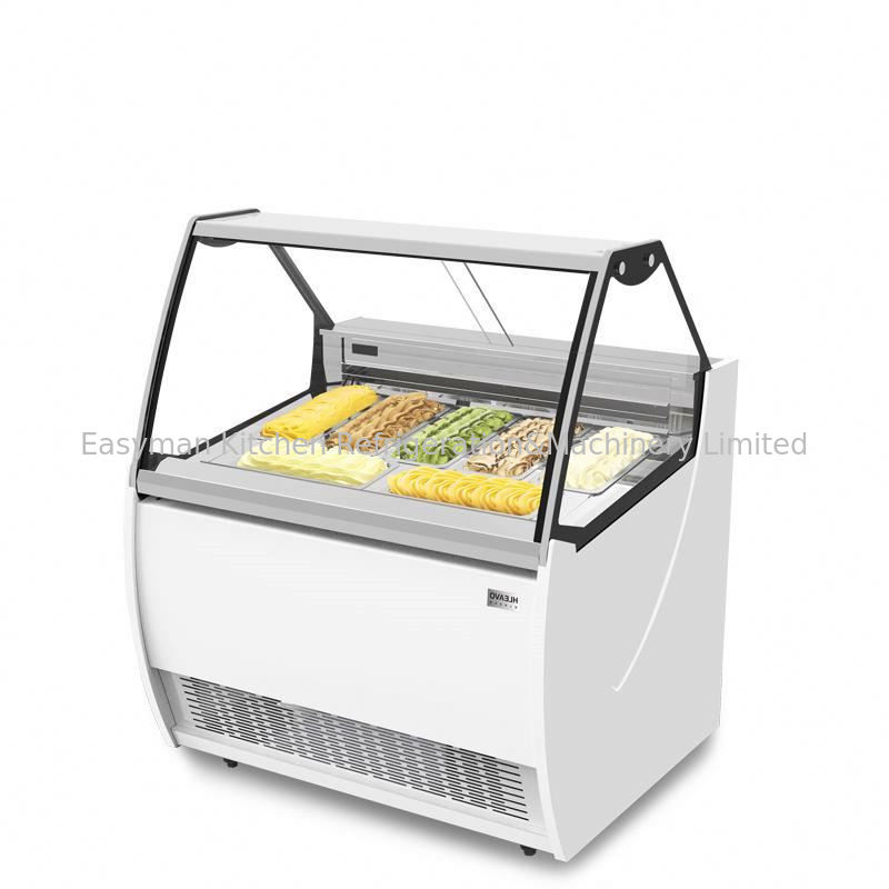 Замораживатель витрины мороженого 4 лотков, одиночный охладитель дисплея Гелато вентиляторной системы охлаждения строки