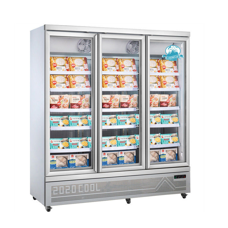 замораживатель 1500L дисплея замороженных продуктов двери R290 супермаркета 750W стеклянный